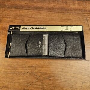 Vintage Amity Director Body Billfold Black Leather Cowhide Split New In Package